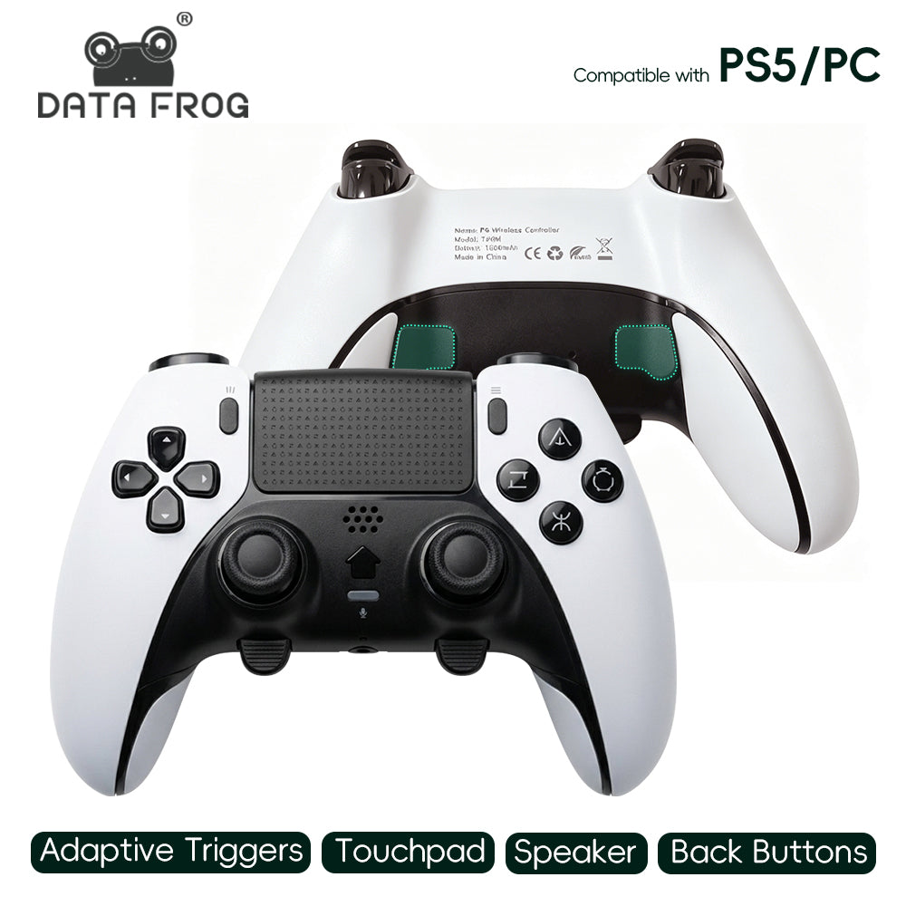 DATA FROG T46 Wireless Gaming Controller for PS5 & PC – Programmable Back Buttons, 1500mAh Battery