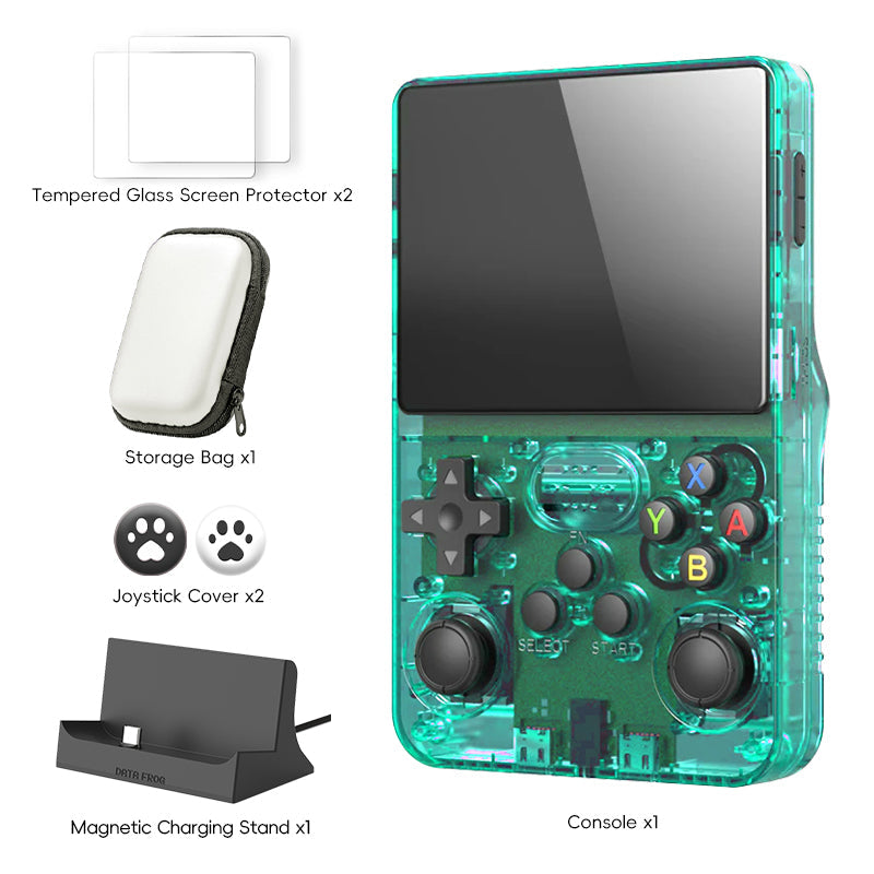 DATA FROG Original R36S Handheld Game Console - [2026 Upgraded] with Magnetic Charging Dock Bundle