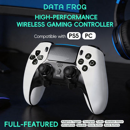 DATA FROG T46 Wireless Gaming Controller for PS5 & PC – Programmable Back Buttons, 1500mAh Battery